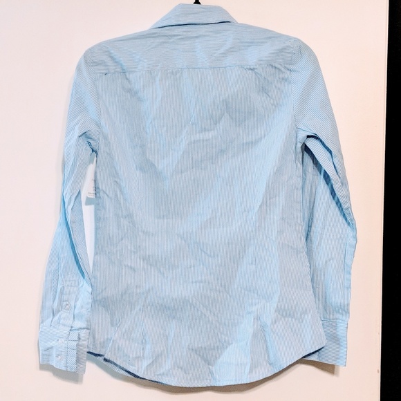 NWT Blue Pinstripe Button-down with Ruffle detail - Picture 3 of 4